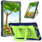 For Samsung Galaxy Tab A7 10.4 (2020) T500 / T505 Contrast Color Shockproof Robot Silicone + PC Case with Wristband Holder(Navy Blue + Yellow-green) - 1