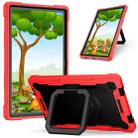 For Samsung Galaxy Tab A7 10.4 (2020) T500 / T505 Contrast Color Shockproof Robot Silicone + PC Case with Wristband Holder(Red + Black) - 1