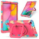 For Samsung Galaxy Tab A10.1 (2019) T510 Contrast Color Shockproof Robot Silicone + PC Case with Wristband Holder(Camouflage + Rose Red) - 1