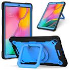 For Samsung Galaxy Tab A10.1 (2019) T510 Contrast Color Shockproof Robot Silicone + PC Case with Wristband Holder(Black + Blue) - 1