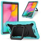 For Samsung Galaxy Tab A10.1 (2019) T510 Contrast Color Shockproof Robot Silicone + PC Case with Wristband Holder(Mint Green + Black) - 1