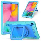 For Samsung Galaxy Tab A10.1 (2019) T510 Contrast Color Shockproof Robot Silicone + PC Case with Wristband Holder(Mint Green + Blue) - 1