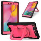 For Samsung Galaxy Tab A 8.0 (2019) T290 Contrast Color Shockproof Robot Silicone + PC Case with Wristband Holder(Black + Rose Red) - 1