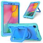 For Samsung Galaxy Tab A 8.0 (2019) T290 Contrast Color Shockproof Robot Silicone + PC Case with Wristband Holder(Mint Green + Blue) - 1