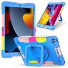 For iPad 10.2 2021 / 2020 / 2019 Contrast Color Shockproof Robot Silicone + PC Case with Wristband Holder(Camouflage + Blue) - 1