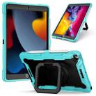 For iPad 10.2 2021 / 2020 / 2019 Contrast Color Shockproof Robot Silicone + PC Case with Wristband Holder(Mint Green + Black) - 1