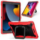 For iPad 10.2 2021 / 2020 / 2019 Contrast Color Shockproof Robot Silicone + PC Case with Wristband Holder(Red + Black) - 1