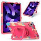 Contrast Color Shockproof Robot Silicone + PC Case with Wristband Holder For iPad Air 2022 / 2020 10.9(Camouflage + Rose Red) - 1