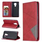 For Huawei Mate 30 Lite Rhombus Texture Horizontal Flip Magnetic Leather Case with Holder & Card Slots(Red) - 1