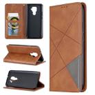 For Huawei Mate 30 Lite Rhombus Texture Horizontal Flip Magnetic Leather Case with Holder & Card Slots(Brown) - 1