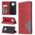 For Huawei Mate 30 Pro Rhombus Texture Horizontal Flip Magnetic Leather Case with Holder & Card Slots(Red) - 1