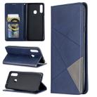 For Galaxy A20s Rhombus Texture Horizontal Flip Magnetic Leather Case with Holder & Card Slots(Blue) - 1