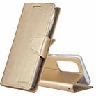 For Samsung Galaxy S21 Ultra 5G GOOSPERY Bravo Diary Crazy Horse Texture Horizontal Flip Leather Case With Bracket & Card Slot & Wallet(Gold) - 1