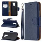 For Huawei Mate 30 Lite Litchi Texture Pure Color Horizontal Flip PU Leather Case with Holder & Card Slots & Wallet & Lanyard(Dark Blue) - 1