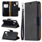 For Galaxy A10s Litchi Texture Pure Color Horizontal Flip PU Leather Case with Holder & Card Slots & Wallet & Lanyard(Black) - 1