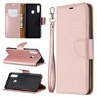 For Galaxy A20s Litchi Texture Pure Color Horizontal Flip PU Leather Case with Holder & Card Slots & Wallet & Lanyard(Rose Gold) - 1