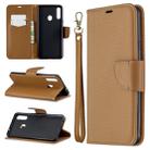 For Galaxy A20s Litchi Texture Pure Color Horizontal Flip PU Leather Case with Holder & Card Slots & Wallet & Lanyard(Brown) - 1