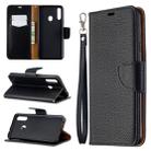 For Galaxy A20s Litchi Texture Pure Color Horizontal Flip PU Leather Case with Holder & Card Slots & Wallet & Lanyard(Black) - 1