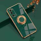 For Samsung Galaxy S20 6D Electroplating Full Coverage Silicone Protective Case with Magnetic Ring Holder(Dark Green) - 1