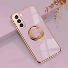 For Samsung Galaxy S21 5G 6D Electroplating Full Coverage Silicone Protective Case with Magnetic Ring Holder(Light Purple) - 1