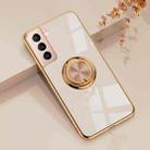 For Samsung Galaxy S21 5G 6D Electroplating Full Coverage Silicone Protective Case with Magnetic Ring Holder(Light Pink) - 1