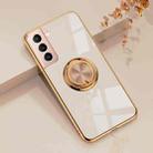 For Samsung Galaxy S21+ 5G 6D Electroplating Full Coverage Silicone Protective Case with Magnetic Ring Holder(Light Pink) - 1