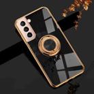 For Samsung Galaxy S21+ 5G 6D Electroplating Full Coverage Silicone Protective Case with Magnetic Ring Holder(Black) - 1