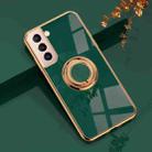 For Samsung Galaxy S21+ 5G 6D Electroplating Full Coverage Silicone Protective Case with Magnetic Ring Holder(Dark Green) - 1