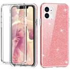 For iPhone 11 Shockproof PC+TPU Back Protective Case + Front PET Screen Protector(Pink Glitter) - 1