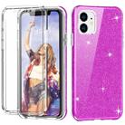 For iPhone 11 Shockproof PC+TPU Back Protective Case + Front PET Screen Protector(Purple Glitter) - 1