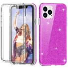 For iPhone 11 Pro Max Shockproof PC+TPU Back Protective Case + Front PET Screen Protector(Purple Glitter) - 1