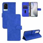 For vivo X60 5G Solid Color Skin Feel Magnetic Buckle Horizontal Flip Calf Texture PU Leather Case with Holder & Card Slots & Wallet(Blue) - 1