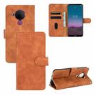 For Nokia 5.4 Solid Color Skin Feel Magnetic Buckle Horizontal Flip Calf Texture PU Leather Case with Holder & Card Slots & Wallet(Brown) - 1