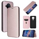 For Nokia 5.4 Carbon Fiber Texture Horizontal Flip TPU + PC + PU Leather Case with Card Slot(Pink) - 1