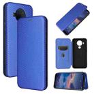 For Nokia 5.4 Carbon Fiber Texture Horizontal Flip TPU + PC + PU Leather Case with Card Slot(Blue) - 1