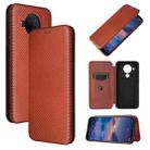 For Nokia 5.4 Carbon Fiber Texture Horizontal Flip TPU + PC + PU Leather Case with Card Slot(Brown) - 1