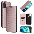 For UMIDIGI A9 Pro Carbon Fiber Texture Horizontal Flip TPU + PC + PU Leather Case with Card Slot(Pink) - 1