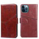 For iPhone 12 Pro Max Geometric Stitching Horizontal Flip TPU + PU Leather Case with Holder & Card Slots & Wallet(Dark Brown) - 1