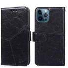 For iPhone 12 Pro Max Geometric Stitching Horizontal Flip TPU + PU Leather Case with Holder & Card Slots & Wallet(Black) - 1