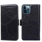 For iPhone 12 Pro Geometric Stitching Horizontal Flip TPU + PU Leather Case with Holder & Card Slots & Wallet(Black) - 1