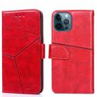For iPhone 12 Geometric Stitching Horizontal Flip TPU + PU Leather Case with Holder & Card Slots & Wallet(Red) - 1