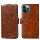 For iPhone 12 Geometric Stitching Horizontal Flip TPU + PU Leather Case with Holder & Card Slots & Wallet(Light Brown) - 1