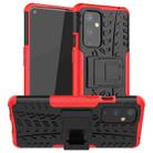 For OnePlus 9 Tire Texture Shockproof TPU+PC Protective Case with Holder(Red) - 1