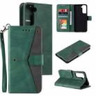 For Samsung Galaxy S21+ 5G Stitching Calf Texture Horizontal Flip Leather Case with Holder & Card Slots & Wallet(Green) - 1