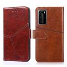 For Huawei P40 Pro Geometric Stitching Horizontal Flip TPU + PU Leather Case with Holder & Card Slots & Wallet(Dark Brown) - 1