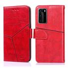 For Huawei P40 Pro Geometric Stitching Horizontal Flip TPU + PU Leather Case with Holder & Card Slots & Wallet(Red) - 1