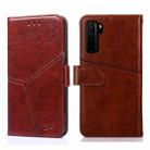 For Huawei P40 lite 5G Geometric Stitching Horizontal Flip TPU + PU Leather Case with Holder & Card Slots & Wallet(Dark Brown) - 1