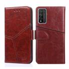 For Huawei Honor 10X Lite Geometric Stitching Horizontal Flip TPU + PU Leather Case with Holder & Card Slots & Wallet(Dark Brown) - 1