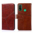 For Huawei P smart 2020 Geometric Stitching Horizontal Flip TPU + PU Leather Case with Holder & Card Slots & Wallet(Dark Brown) - 1