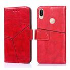 For Huawei P20 lite / nova 3e Geometric Stitching Horizontal Flip TPU + PU Leather Case with Holder & Card Slots & Wallet(Red) - 1